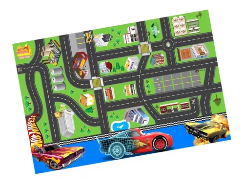 Tapete Infantil em lona Pista de Carros HOT WHEELS