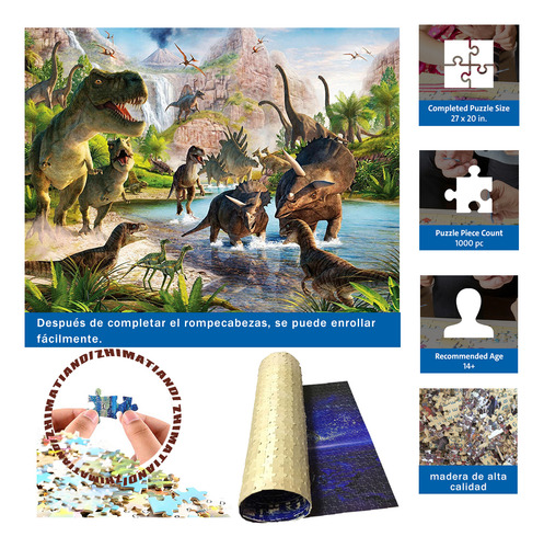 Rompecabezas Volcán Dinosaurio 1000 Piezas + Pegamento Polvo