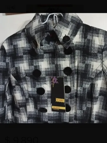 Saco Tapado Cuadrille Cuadros Negro Gris Cruzado Abotonado S