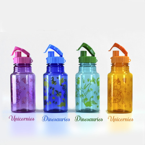 Imagen 3 de 6 de Botella Deportiva Plastica Diseños Para Niños Y Niñas Agua