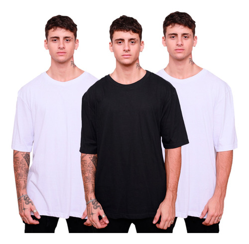 Pack X3 Remeras Hombre Lisas De Algodon Oversize Basicas 