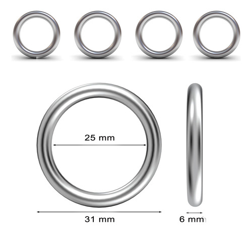 Argollas De Bronce Cromado 25 Mm X 4 Unidades - La Querencia