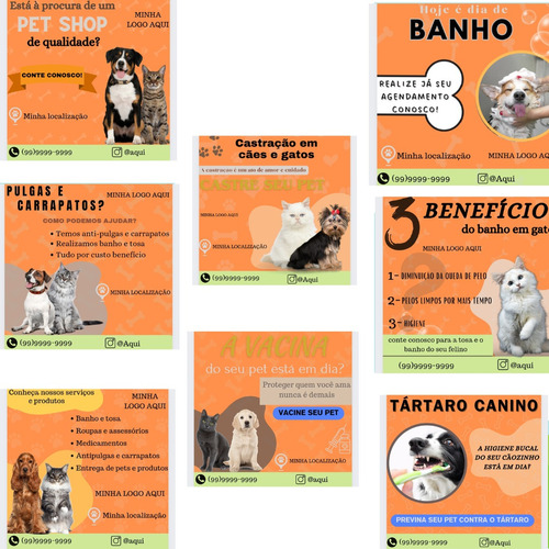 Pack De Artes Editáveis Para Pet Shop (8 Artes Exclusivas)