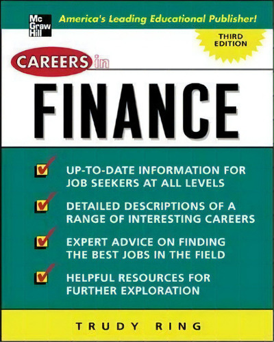 Careers In Finance, De Trudy Ring. Editorial Mcgraw Hill Education Europe, Tapa Blanda En Inglés