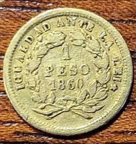 Moneda Chilena De 1860 Oro 21 Kilates 