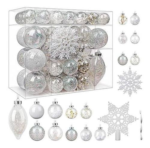 Paquete De Adornos Para Arbol De Navidad Color Blanco 8 Pcs