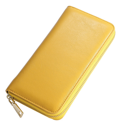 Cartera Sin Logotipo De Piel Con Cremallera Larga Unisex