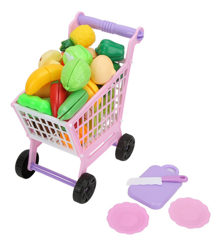 Minisupermercado De Plástico Con Carrito De Cestas, Empuja E