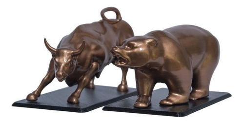 Touro E Urso De Wall Street Dourado Miniatura Decoração Cor Marrom