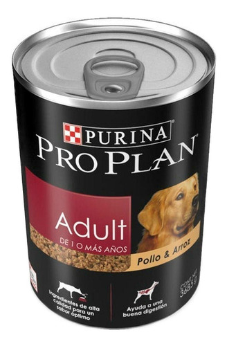 Imagen 1 de 1 de Alimento Pro Plan OptiHealth Adult para perro adulto todos los tamaños sabor pollo/arroz en lata de 368.5g