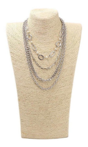 Imagen 1 de 5 de Collar De Cadenas Múltiples Con Perlas