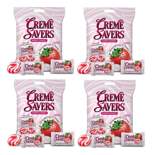 Creme Savers Original Fresa Y Caramelo Duro De Crema 4 Pack