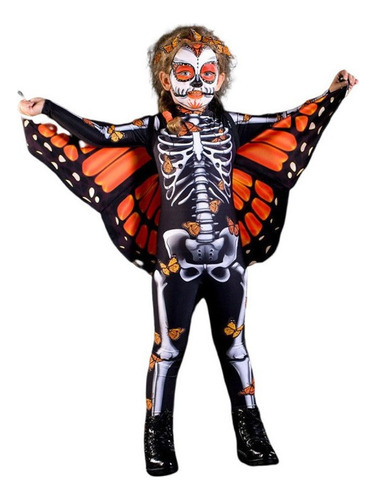 Ropa Festiva For Niñas, Capa Mariposa, Calavera, Una Pieza