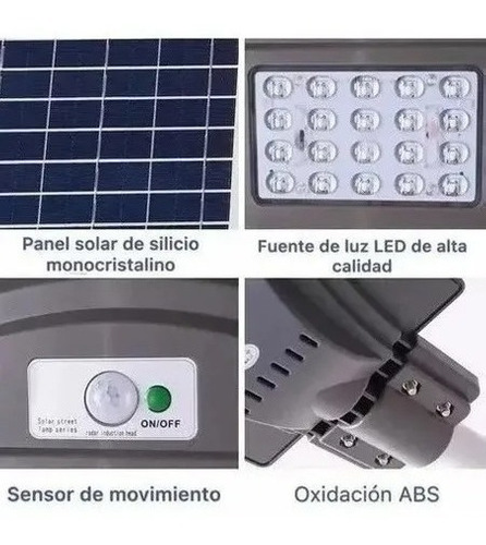 Imagen 3 de 4 de Foco Led Solar 120w Luminaria + Soporte +control Luz Cálida