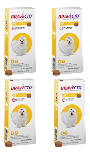 comprar Combo 4 Bravecto Cães 2 A 4,5kg Antipulgas E Carrapatos Msd