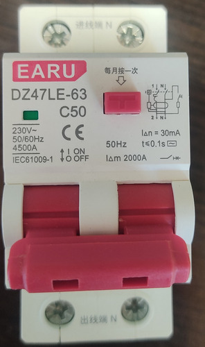 Interruptor Diferencial Ducha Eléctrica Taco Protección Gfci