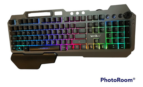 Teclado Gamer Weibo Iluminado Wb-590 Usb Rgb Base Metalica