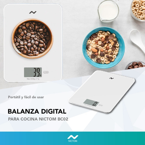 Balanza Alimentos Cocina Digital 1gr A 5kg Alta Precisión Color Blanco
