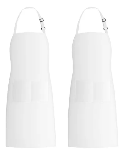 comprar 2 Delantal Babero Bolsillo Cocina Chef Color Blanco