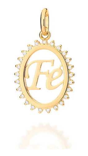 Pingente Rommanel Fé Oval E Zircônias Banhado Ouro Catalogo