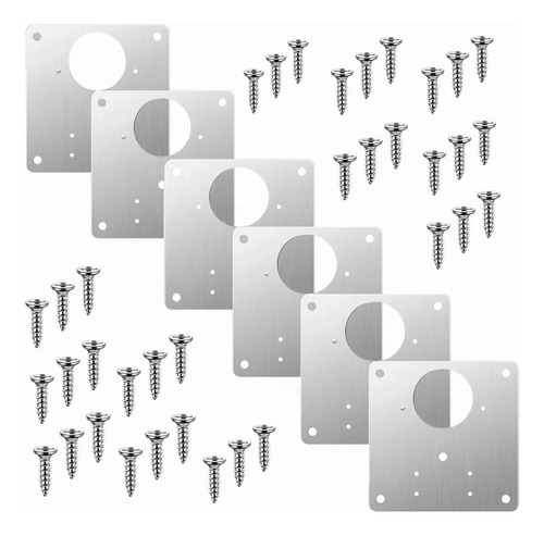 6 Pcs Placa De Reparacion Bisagra Mueble Tornillos Puerta