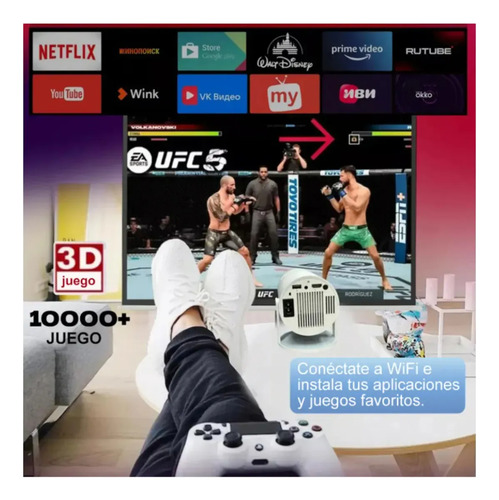 Proyector Hy300 Pro Max 4k Gamer 12000 Lúmenes Hdmi Wifi Usb Blanco