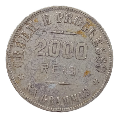Moeda Antiga 2000 Réis Ano 1906 - Prata - Al4 (Usado)