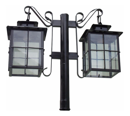 Imagen 1 de 5 de Farola Doble Jardin Con Poste 2,5mts Y Base Para Amurar