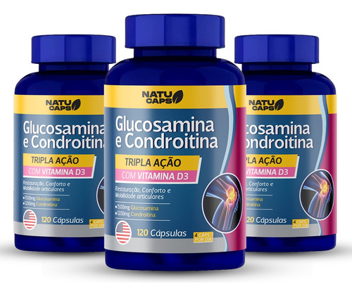 1 Pote De Glucosamina E Condroitina - 60 Cáps. - Mobilidade Sem Sabor