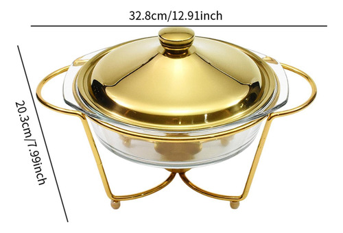Chafing Dish Buffet Redondo Multiusos Con Tapa Oro