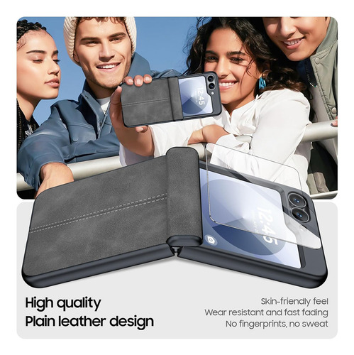 Funda For Samsung Galaxy Z Flip 6 Con Cuero Protector Y Mica