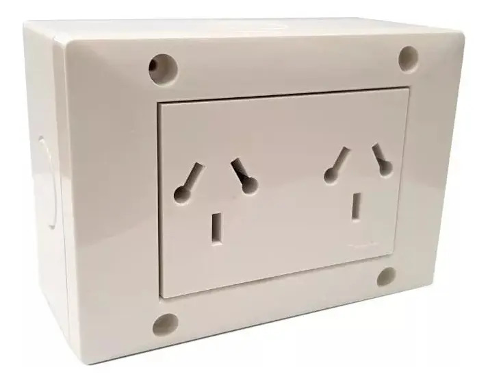 Caja Exterior 4264 Cambre + Toma Doble 10amp Por Color Blanco