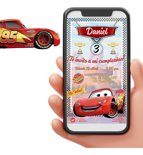 Invitación Cumpleaños Digital Cars Pdf
