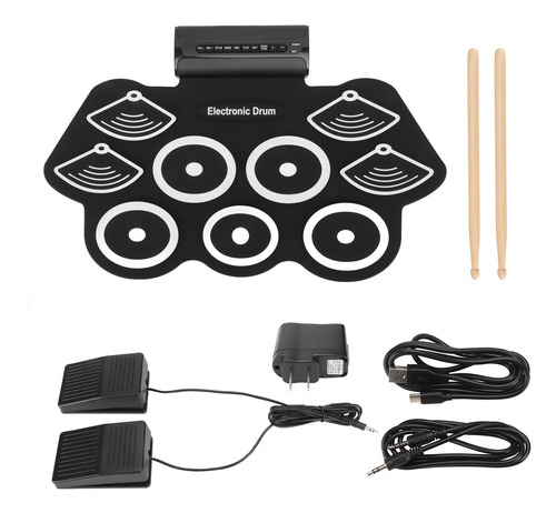 Set Electrónico Roll Up Drum Practice Pad, Kit De Pedales Mi