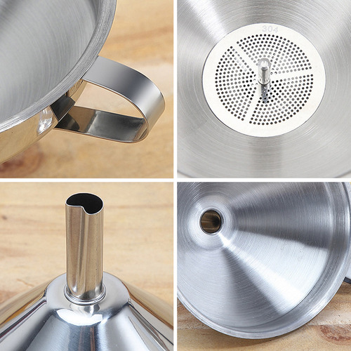 Embudo De Acero Inoxidable 304 Con Colador Desmontable Para