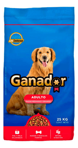 Ganador Adulto 25 Kg + Sobre Estofado Pato 100 G (22 Pzas)