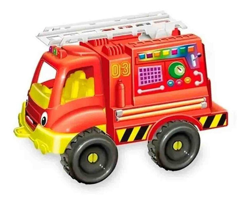 Camion Bombero Luni 36 Cm Con Escalera Desplegable Color Rojo