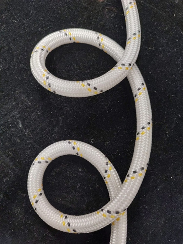 Soga Cuerda Seguridad 13mm Certif Silleta Rappel X 30 Metros Blanco Con Pintas Negras Y Amarillas