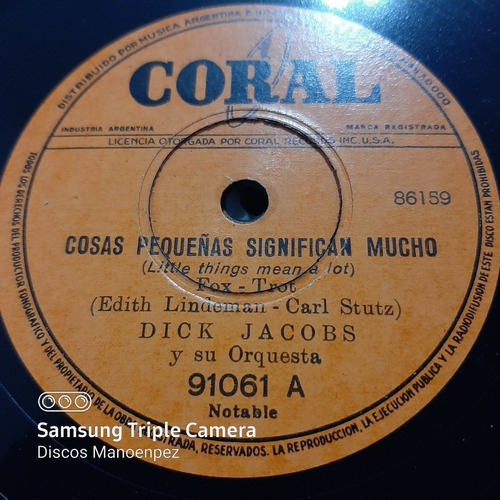 Pasta Dick Jacobs Y Su Orquesta Coral C146