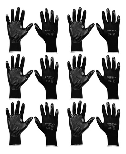 Guantes De Nylon Recubiertos De Nitrilo 6 Pares