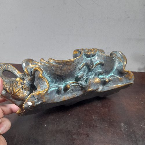 Imagem 7 de 10 de Centro De Mesa Porcelana Elefantes Folheado Bronze, Antigo