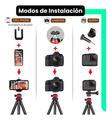 Tripode Gorila Flexible De 30 Cm Para Celular Y Camara De Fotografia Videos Flexible Con Soporte Selfie Para Telefono Gxtronics