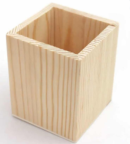 Portalapices De Madera Organizador Cubo