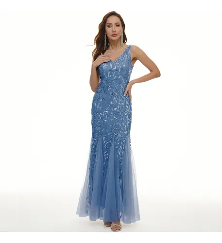 Embroidered Sequins Banquet Light Luxury Gown Mesh | Parcelamento sem juros