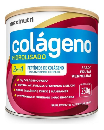Colágeno Hidrolisado 2 Em 1 Zero (250g) Frutas Vermelhas Frutas Vermelhas