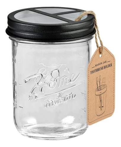 Mason Jar Soporte Para Cepillos De Dientes ' Tapa De Acero I