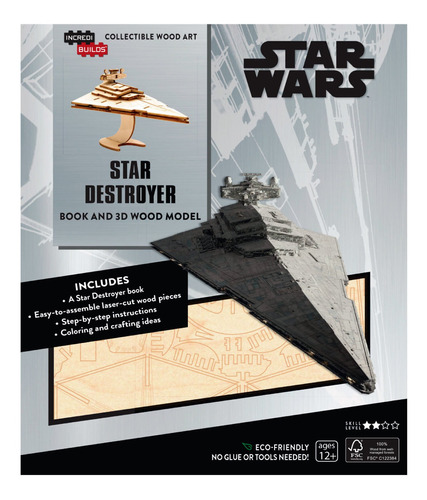 Star Wars Star Destroyer Libro Y Modelo Armable En Madera