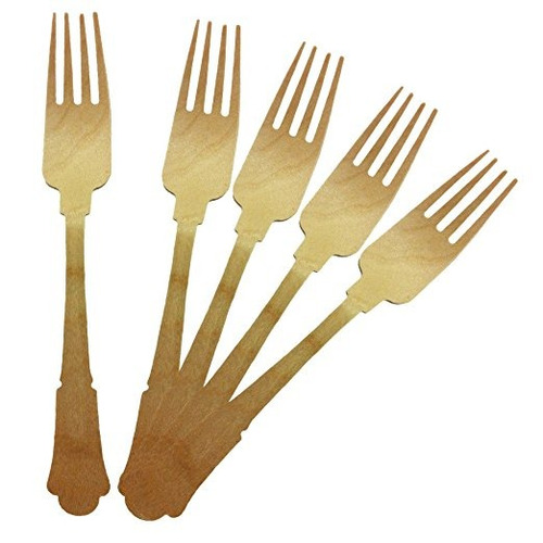 Birchware Elegante - Forks Madera Compostables - 100 / Pcs.