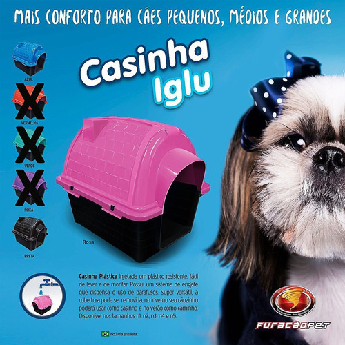Caseta iglú de plástico para perros pequeños Hurricane Pet n.º 2, color azul