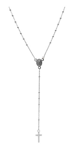 Rosario Mujer 50cm Plata Fina Hipoalergenica 925 Collar Cruz